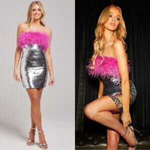 open lace back dress Nadine Merabi Simone Pink Dress 14 main image 0